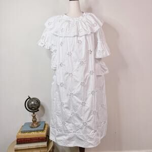 NWT Simone Rocha Frill Trim Midi Dress A Line Embroidered Eyelet Size US 4